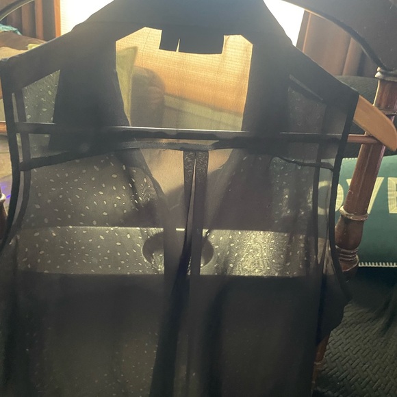 Black sheer button up top - Picture 3 of 4